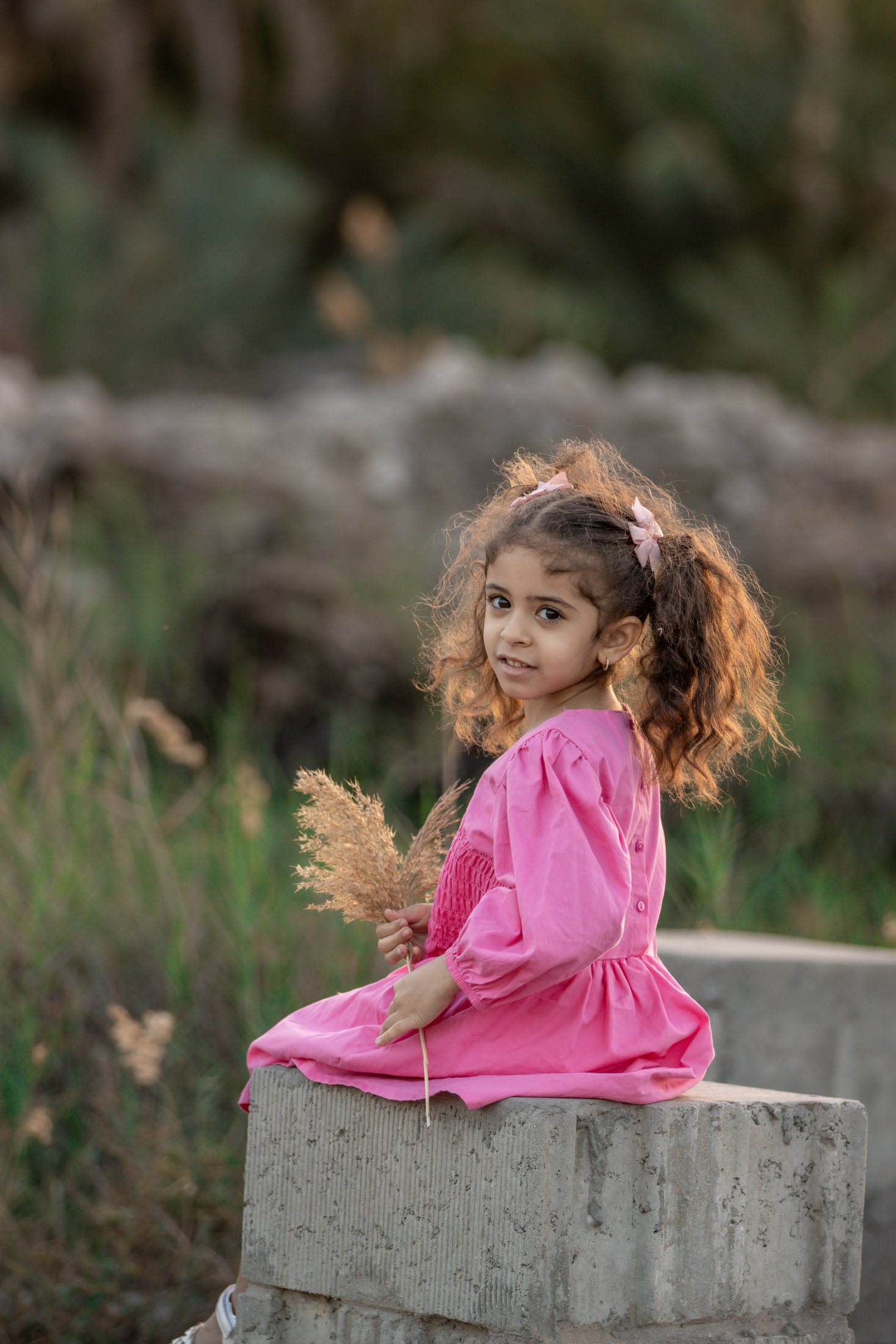 Pink Dress Field Portrait by Ali Al Zain